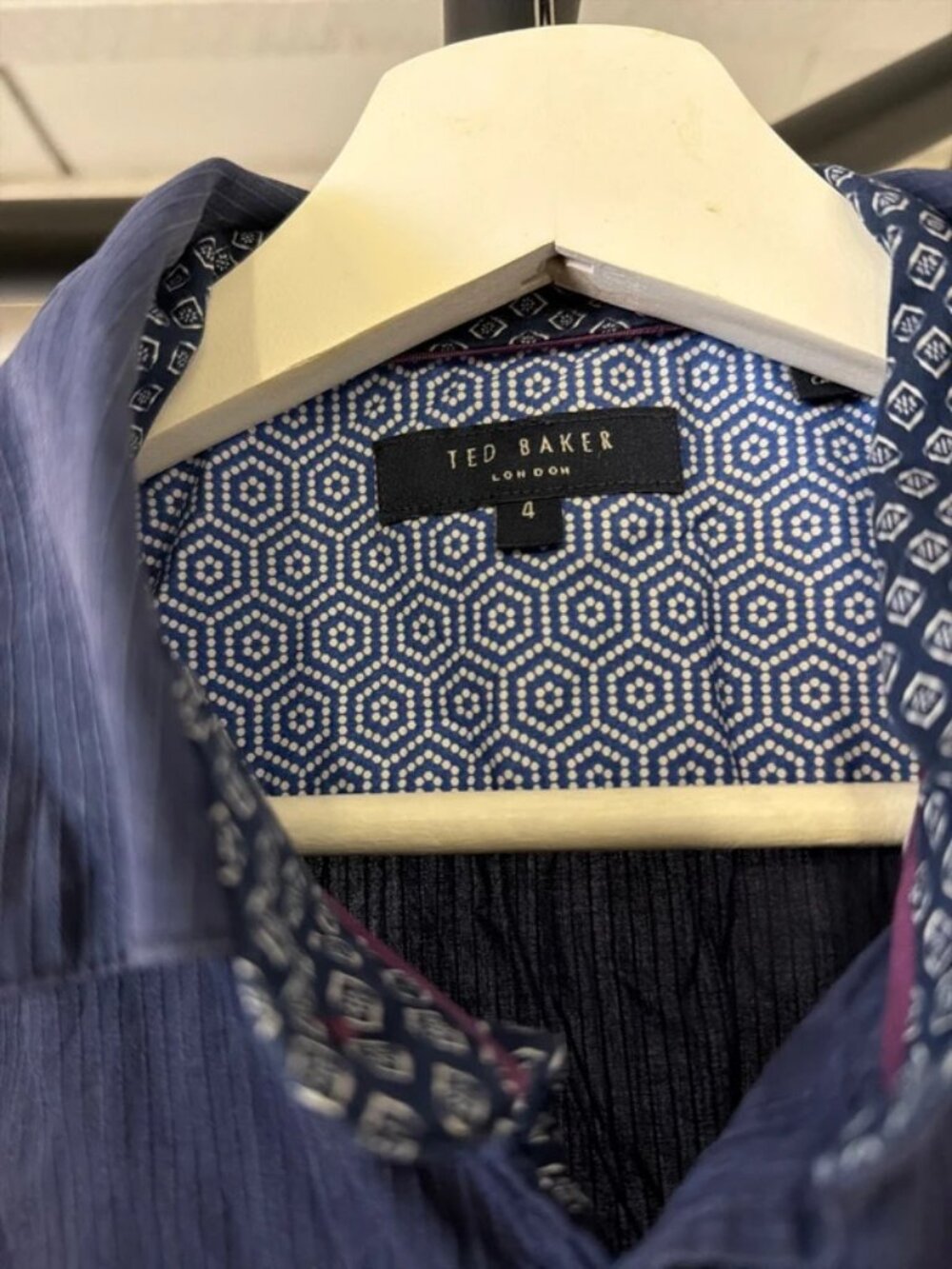 Ted Baker Men's Navy Long Sleeve Shirt- USA Size Large (4) - Very Good Condition